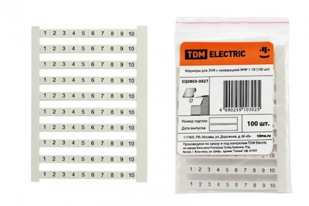 TDM ELECTRIC SQ0803-0027 Маркеры для ЗНИ с нумерацией №№ 1-10 (100 шт) TDM